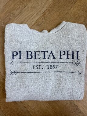 Pi Beta Phi Embroidered Cream Sweatshirt - Navy Lettering